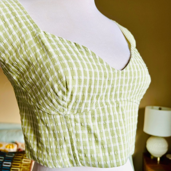 Elodie Green Gingham Corset Crop Top Women's Size XL - Picture 3 of 10